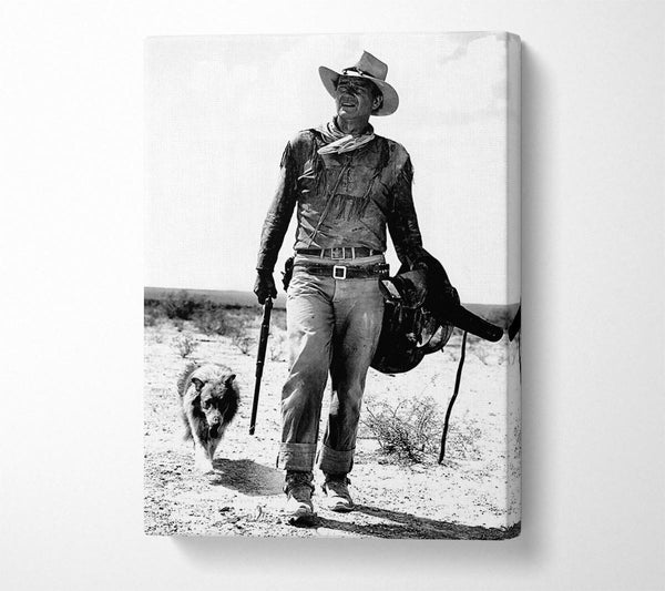  A Canvas Print of John Wayne With Dog Canvas Print