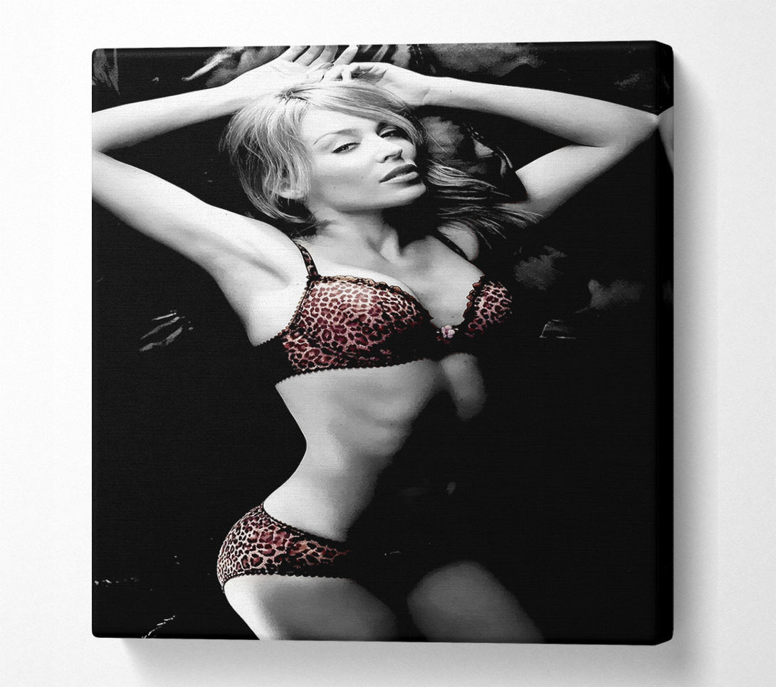  A Canvas Print of Kylie Minogue Lingerie Colour B n W Canvas Wall Art