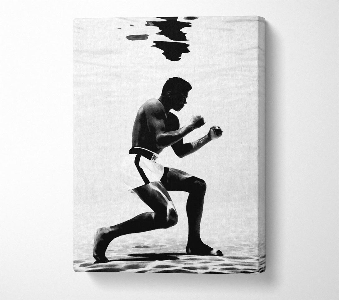  A Canvas Print of Muhammad Ali Boxing Under Water Canvas Wall Art