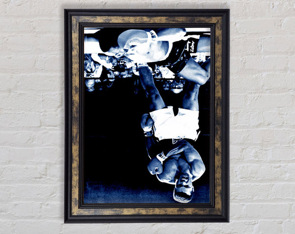 Muhammad Ali V Sonny Liston Knock Out First Round Blue Framed Print