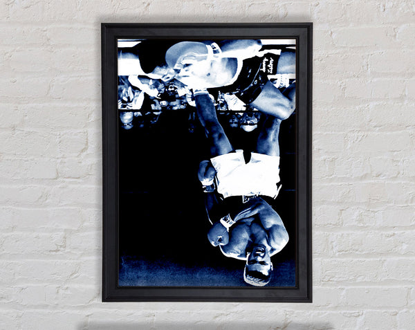 Muhammad Ali V Sonny Liston Knock Out First Round Blue Framed Print