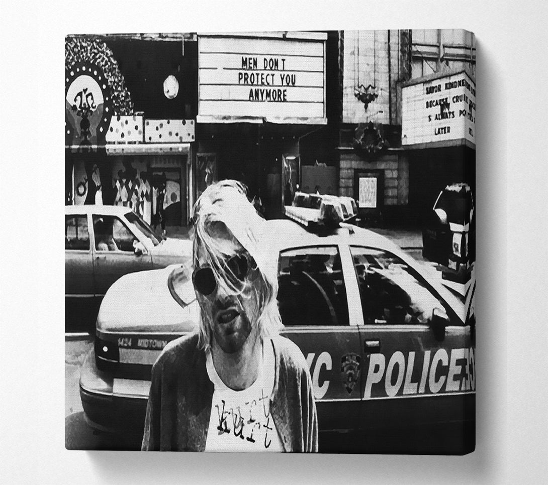  A Canvas Print of Kurt Cobain Police Car Canvas Wall Art