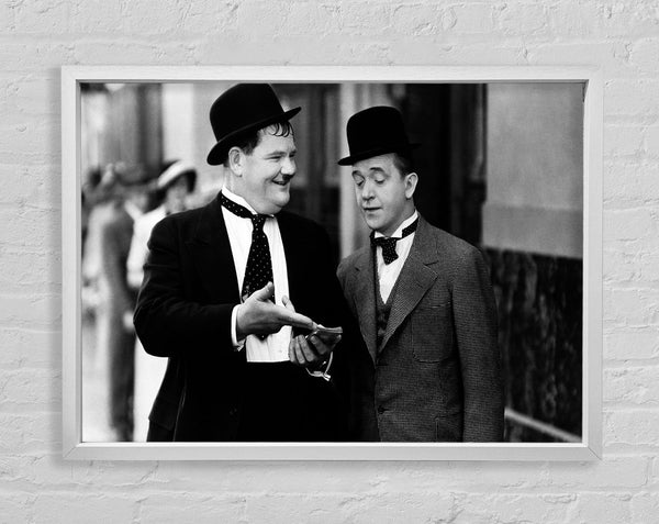 Laurel And Hardy Street Walk Framed Print