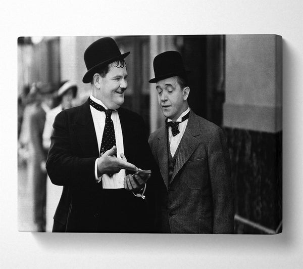  A Canvas Print of Laurel And Hardy Street Walk Canvas Art
