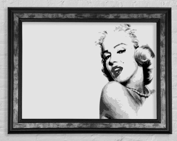 Marilyn Monroe Retro Grey Framed Print