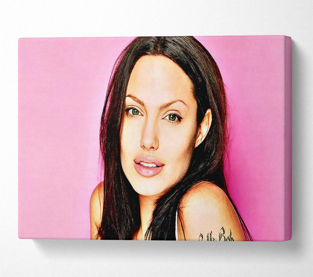  A Canvas Print of Angelina Jolie Pink Canvas Print