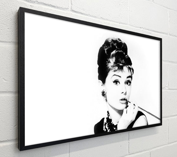 Audrey Hepburn Cigarette Pose White