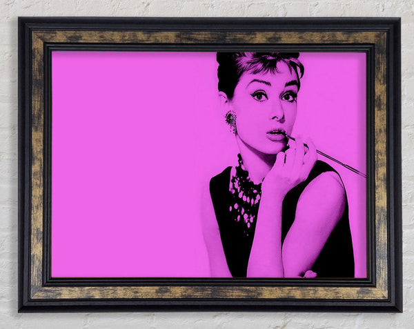 Audrey Hepburn Pink Framed Print