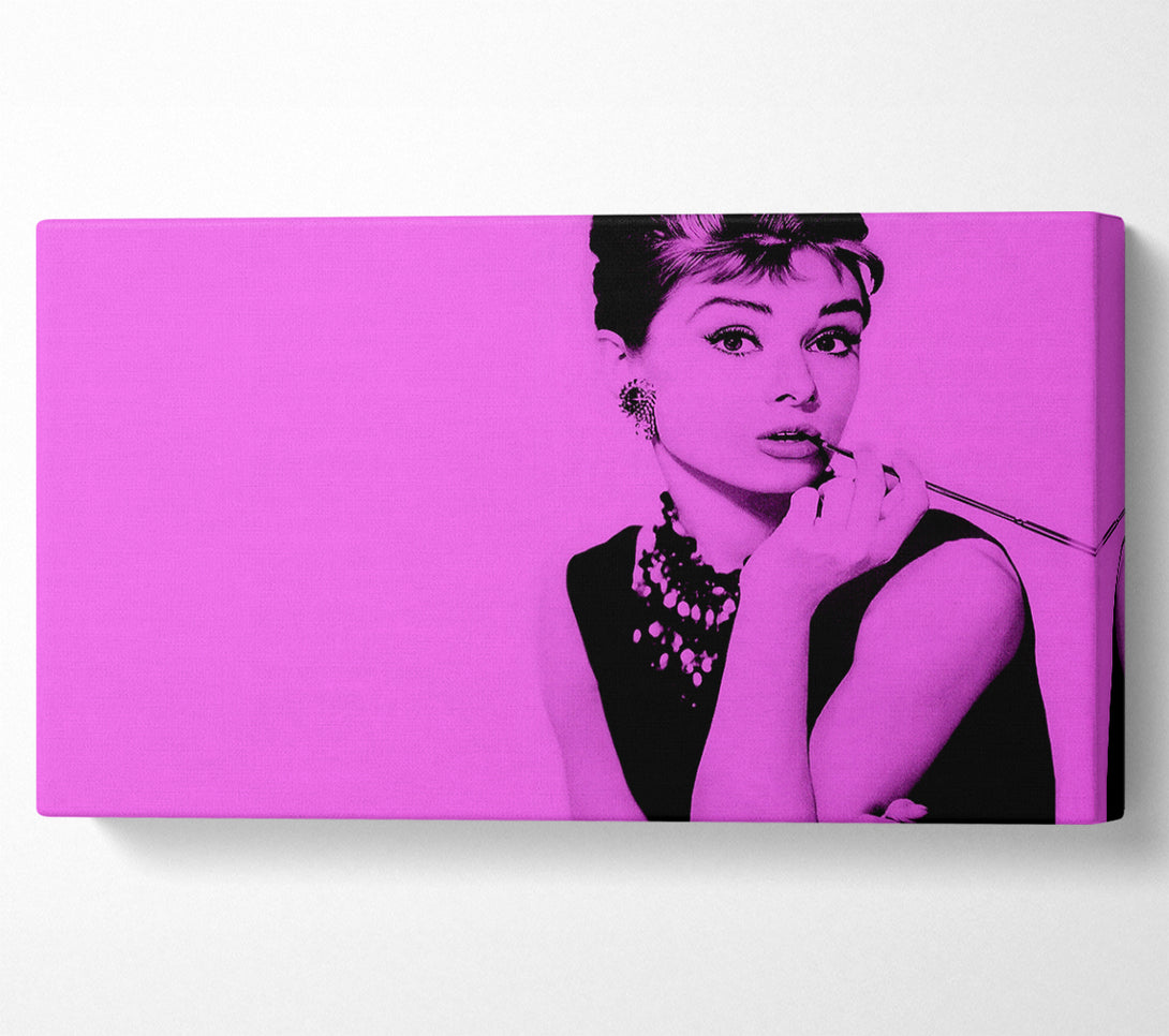  A Canvas Print of Audrey Hepburn Pink Canvas Print