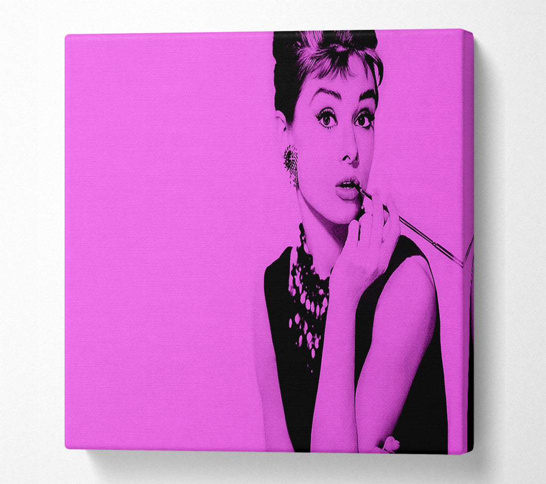  A Canvas Print of Audrey Hepburn Pink Canvas Print