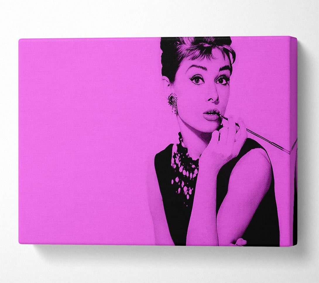  A Canvas Print of Audrey Hepburn Pink Canvas Print