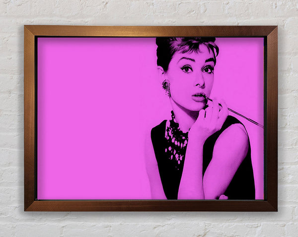 Audrey Hepburn Pink Framed Print