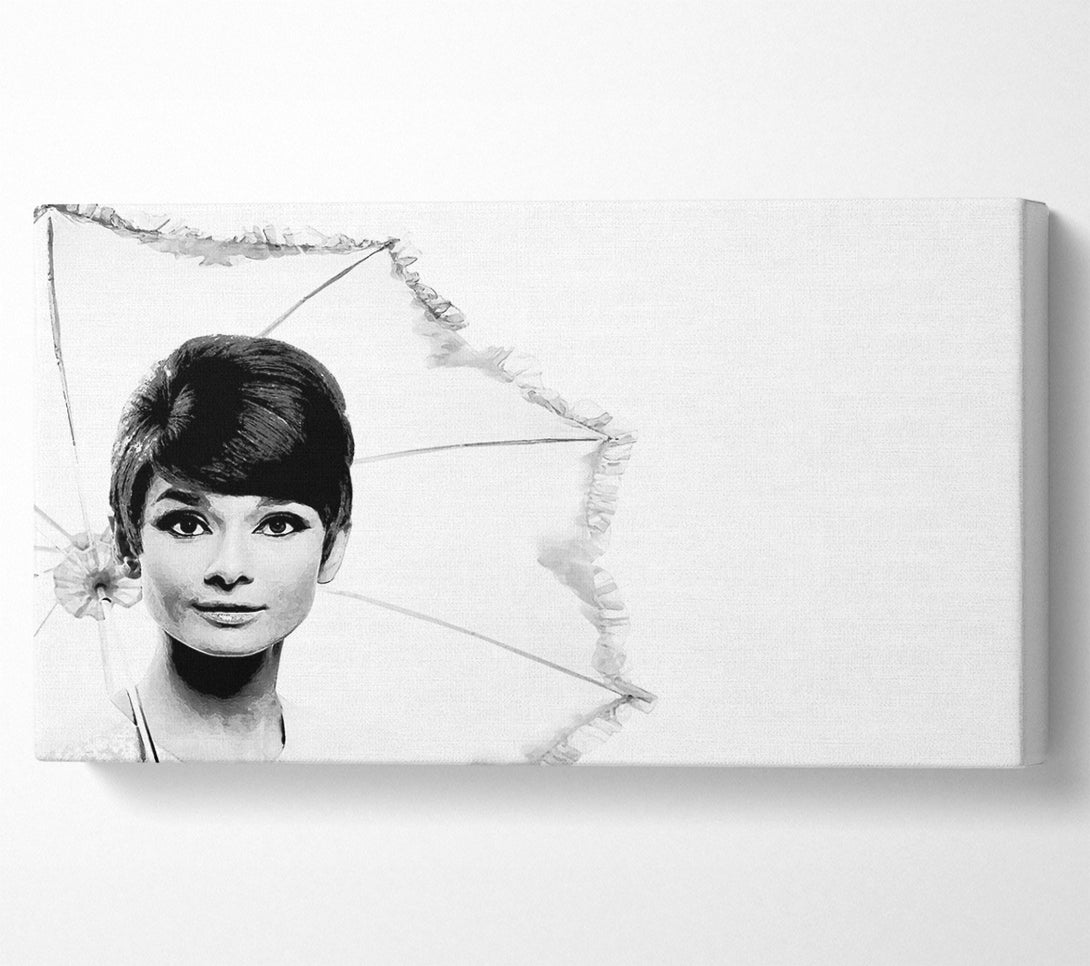  A Canvas Print of Audrey Hepburn Umbrella Canvas Wall Art