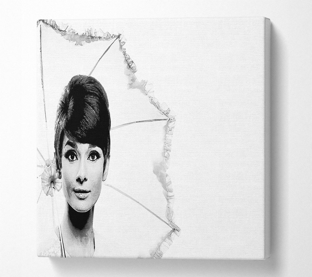  A Canvas Print of Audrey Hepburn Umbrella Canvas Wall Art