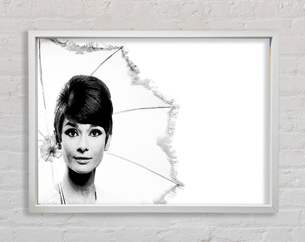 Audrey Hepburn Umbrella Framed Print