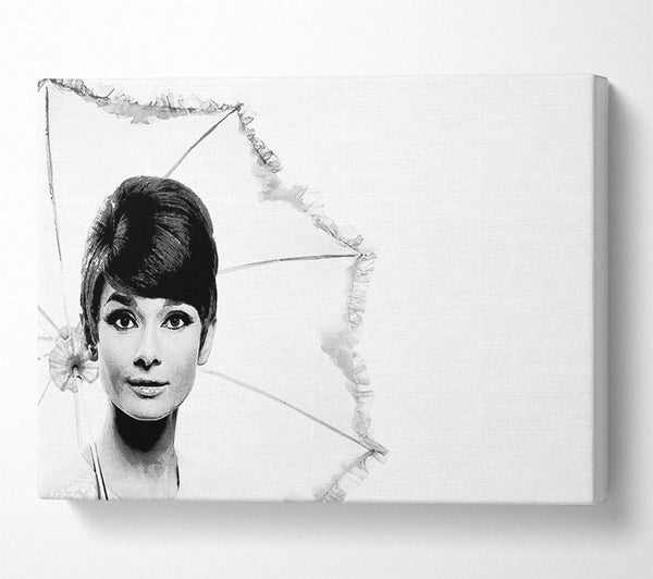  A Canvas Print of Audrey Hepburn Umbrella Canvas Wall Art