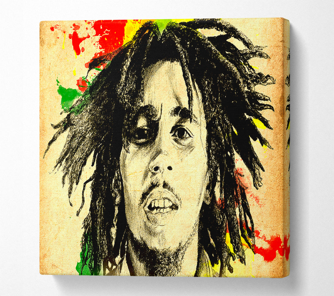 A Canvas Print of Bob Marley Splash Colour Canvas Wall Art