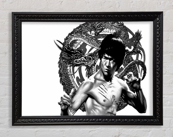 Bruce Lee Dragon B n W Framed Print
