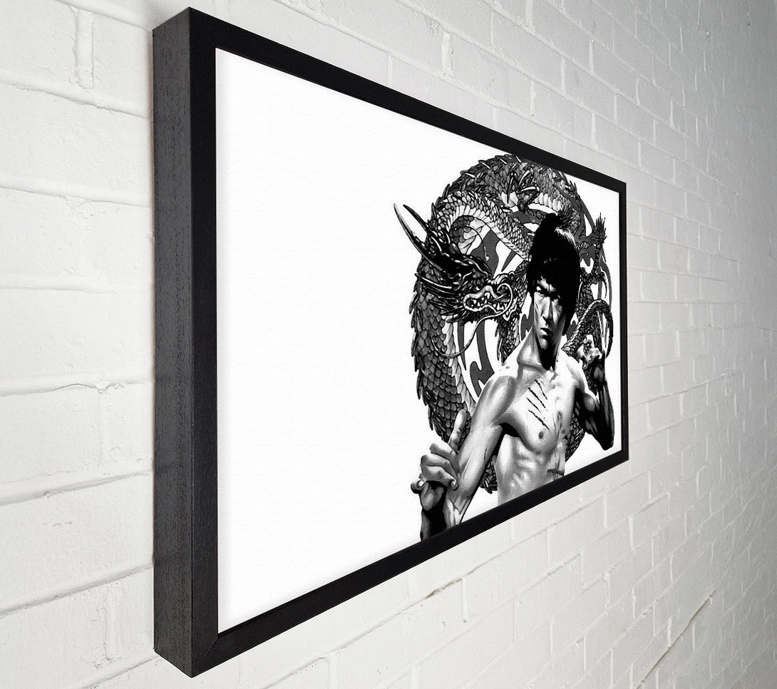  A Canvas Print of Bruce Lee Dragon B n W Canvas Print