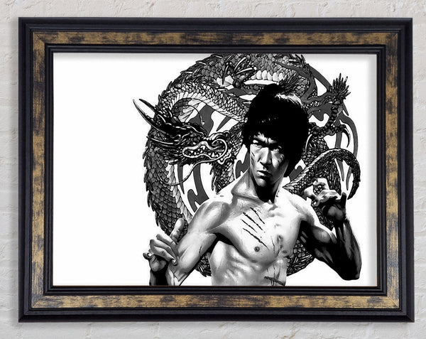 Bruce Lee Dragon B n W Framed Print