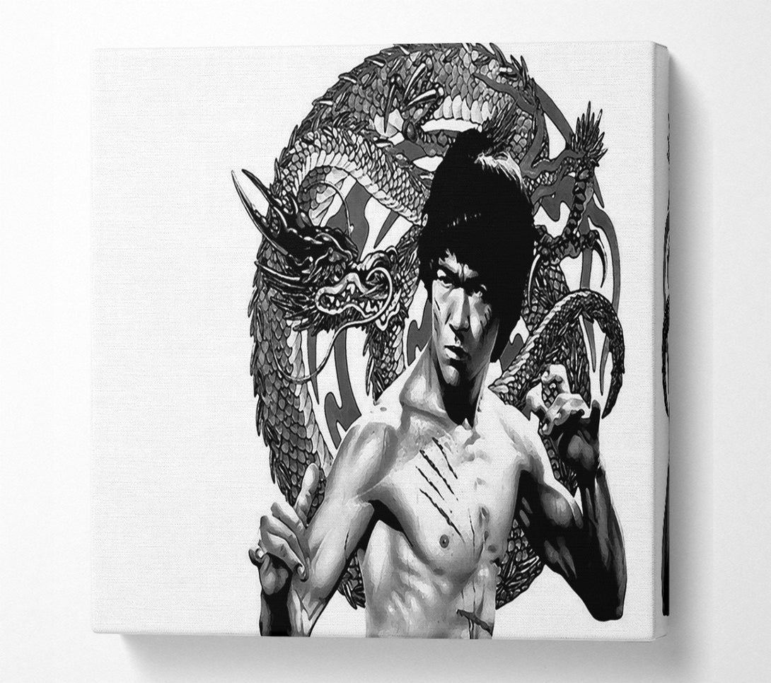  A Canvas Print of Bruce Lee Dragon B n W Canvas Print