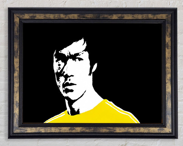 Bruce Lee Dragon Yellow Jump Suit Framed Print