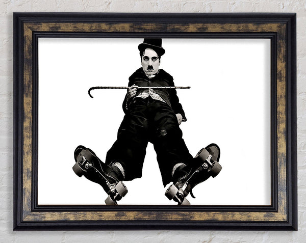 Charlie Chaplin Ice Rink Framed Print