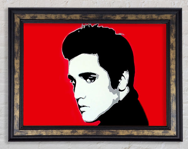 Elvis Portrait Red Framed Print