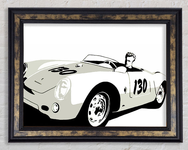 James Dean Car B n W Framed Print