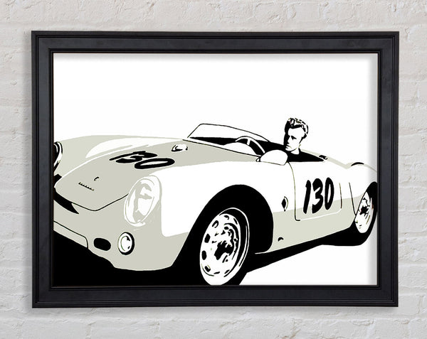 James Dean Car B n W Framed Print