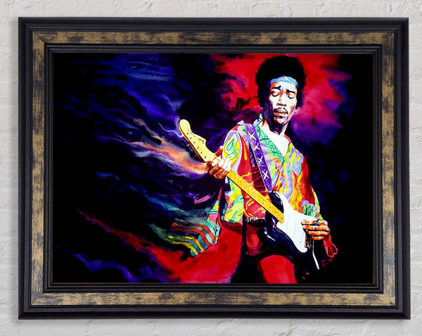 Jimi Hendrix Lightning Fast Framed Print