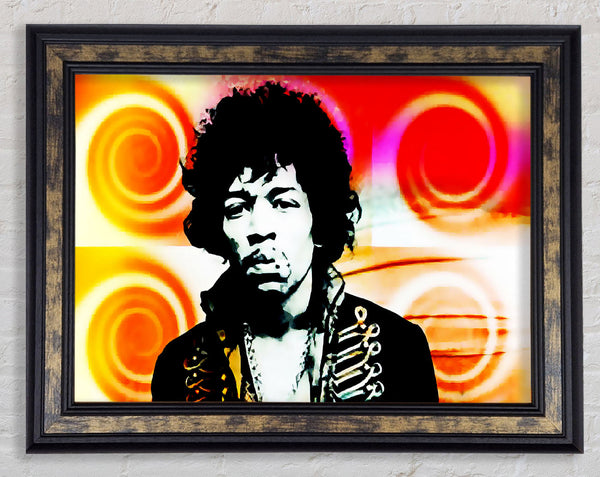 Jimi Hendrix Swirls Framed Print