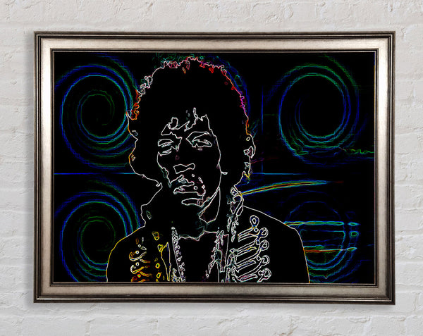 Jimi Hendrix Psychedelic Framed Print