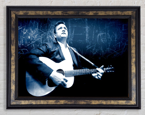 Johnny Cash Blue Framed Print