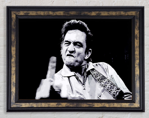 Johnny Cash Finger B n W Framed Print