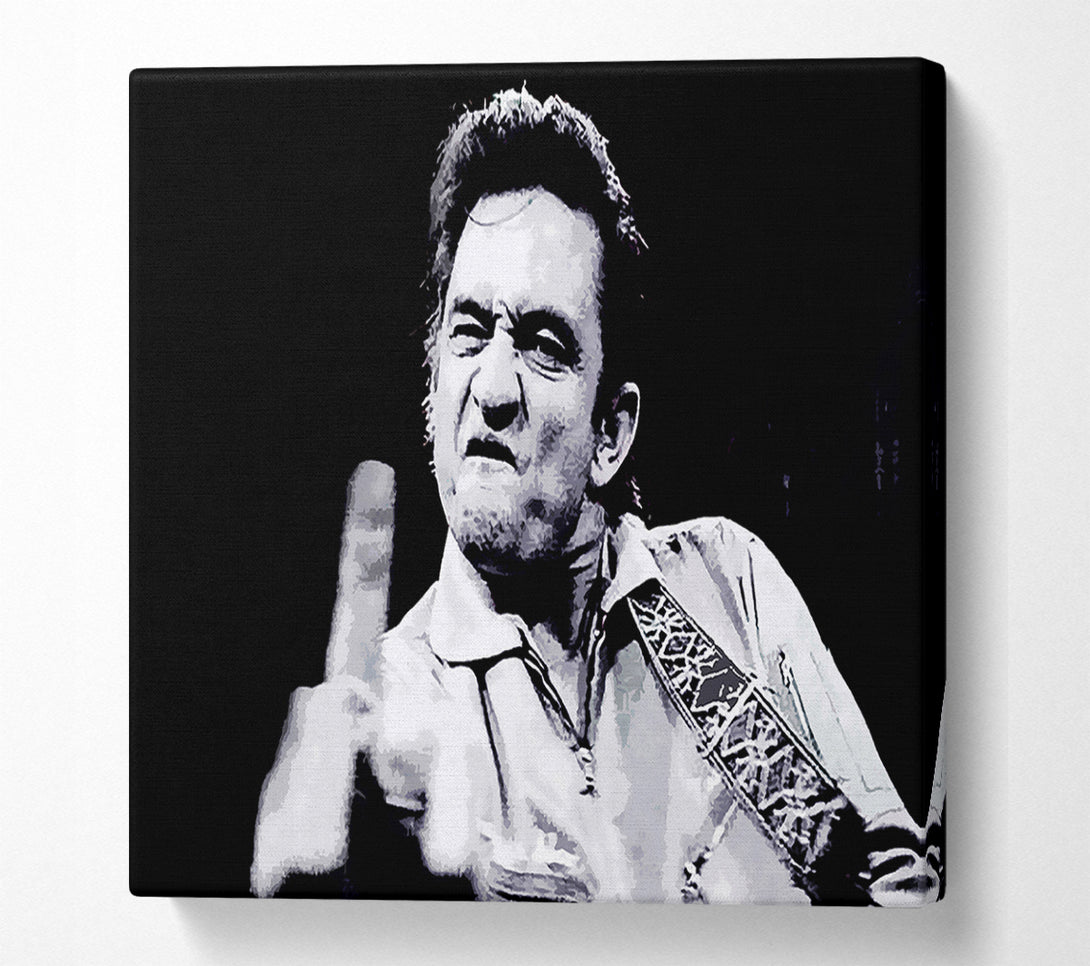  A Canvas Print of Johnny Cash Finger B n W Canvas Wall Art