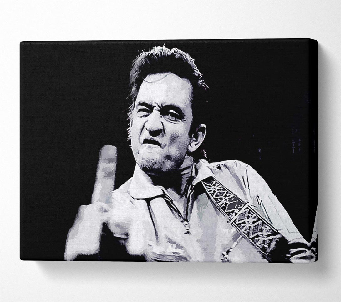 A Canvas Print of Johnny Cash Finger B n W Canvas Wall Art