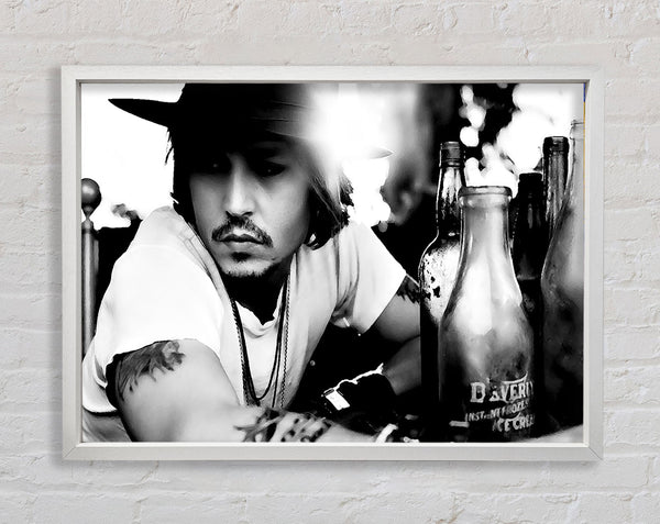 Johnny Depp Hat B n W Framed Print