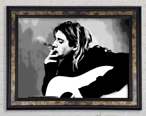 Kurt Cobain Guitar Smoke Framed Print