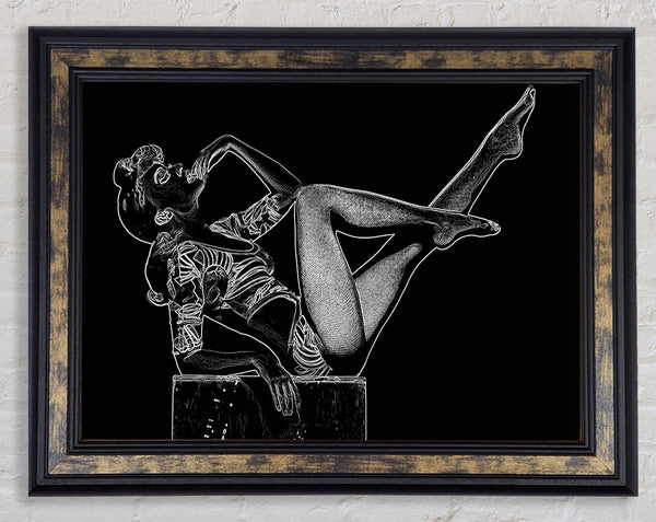 Kylie White On Black Framed Print