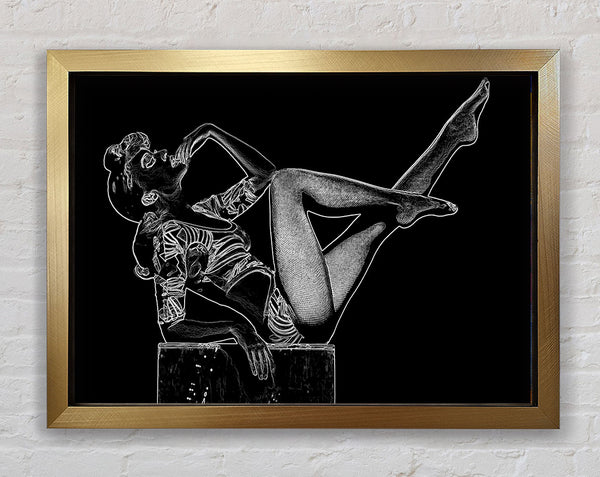 Kylie White On Black Framed Print