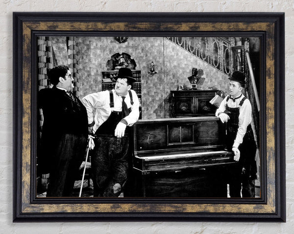 Laurel And Hardy Piano Break Framed Print