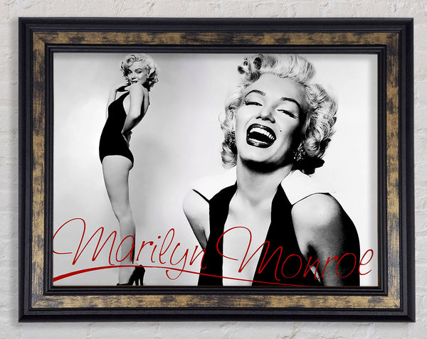 Marilyn Monroe B n W Red Framed Print