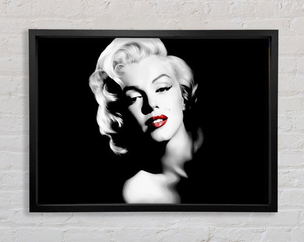 Marilyn Monroe Red Lips Landscape Framed Print