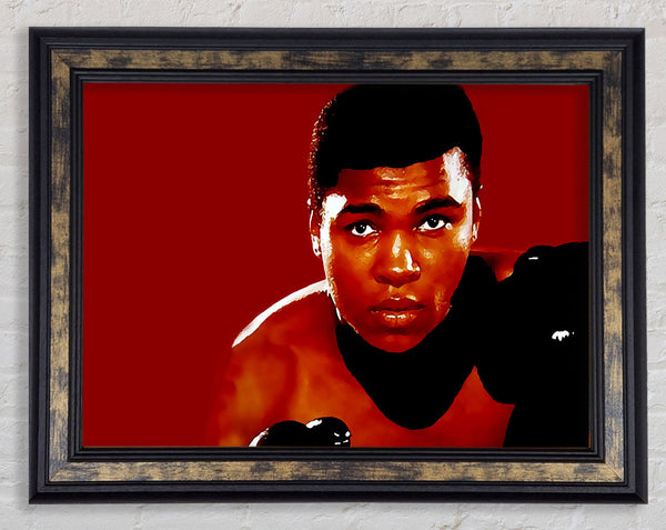 Muhammad Ali Red Framed Print