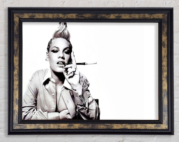 Pink Cigarette B n W Framed Print