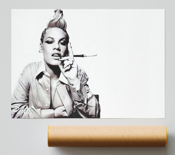 Pink Cigarette B N W Poster