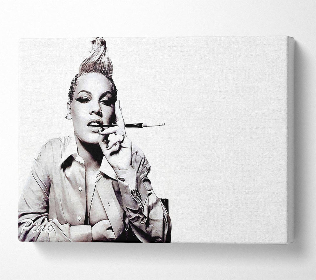  A Canvas Print of Pink Cigarette B n W Canvas Print