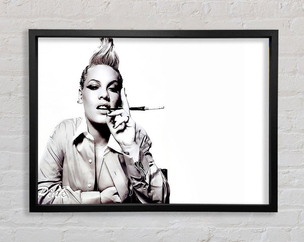 Pink Cigarette B n W Framed Print