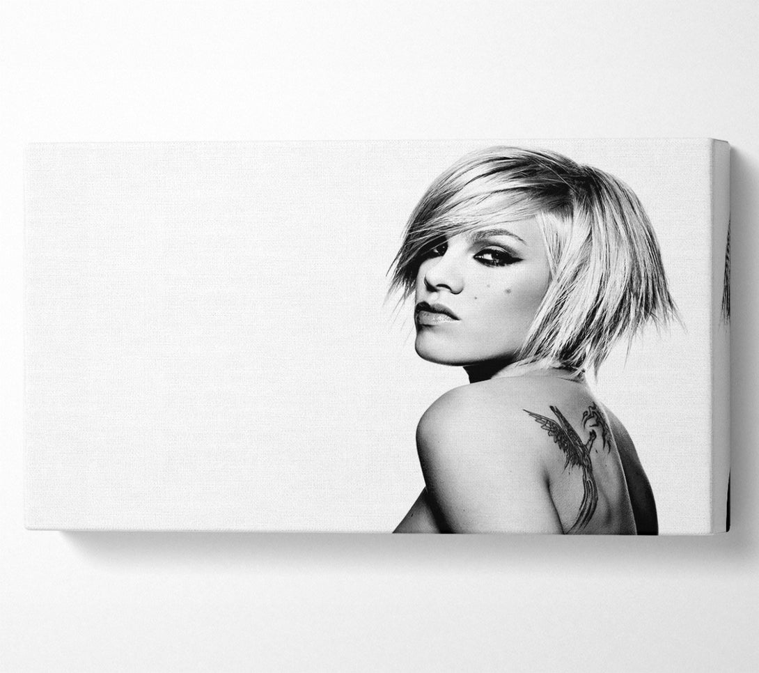  A Canvas Print of Pink Tattoo B n W Canvas Art